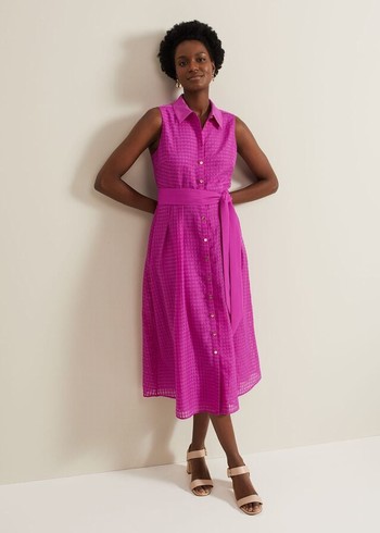 Phase Eight Carey Sleeveless Check Dress Pink USA | 7046925-IP